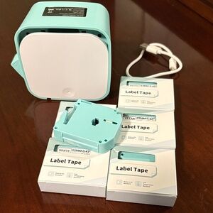 Mint Green Label Maker with Label Tapes